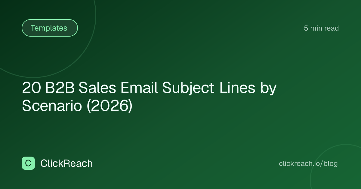 20 B2B Sales Email Subject Lines by Scenario (2026)