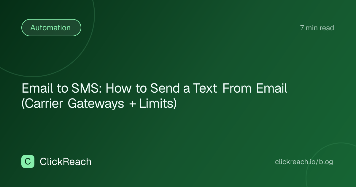 Email to SMS: How to Send a Text From Email (Carrier Gateways + Limits)